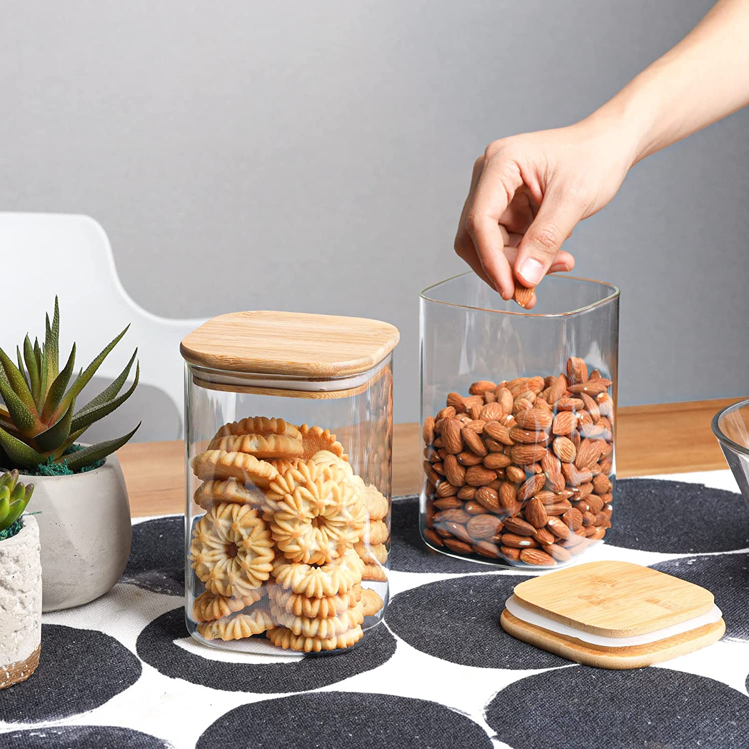 Acacia Wood Lid Clear Storage Glass Jar Candy Jars With Lids - Temu